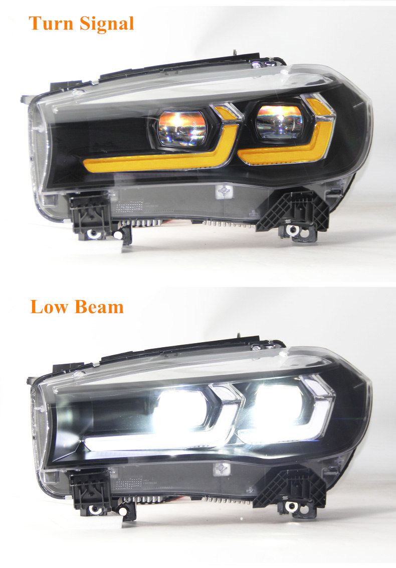 F15 LED Dayme Running Head Light för BMW X5 X6 strålkastare 2013-2019 F16 F85 Dynamisk svängsignal Dual Beam Lens Auto Lamp