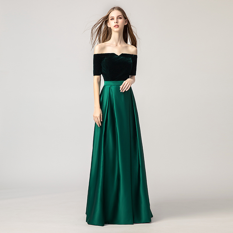 Velvet And Satin vening Formal Dresses 2023 Vintage Off Shoulder Beaded Dubai Arabic Plus Size Prom Dress Wear