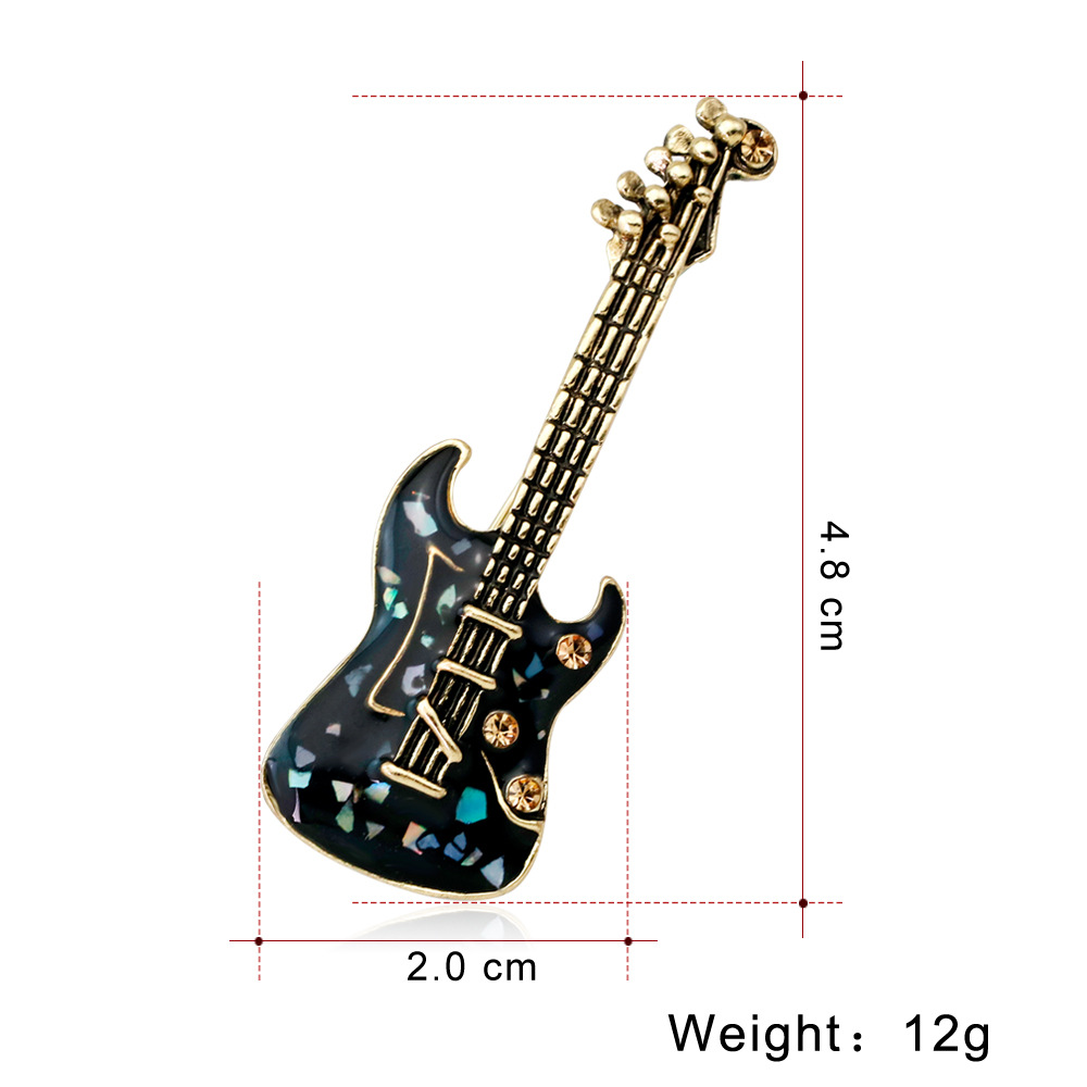 Rétro guitare broche broches Instrument de musique coloré coquille Corsage broches pour femmes hommes bijoux de mode