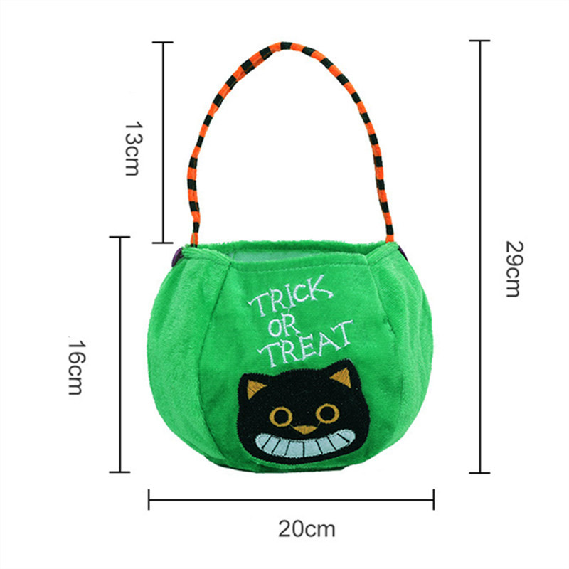 Bolsa de dulces de Halloween Bolso de calabaza Bolso de mano redondo con capucha Cubo Truco o trato Bolsas de regalo para accesorios de decoración del festival Bolsa de colección de brujas gato araña