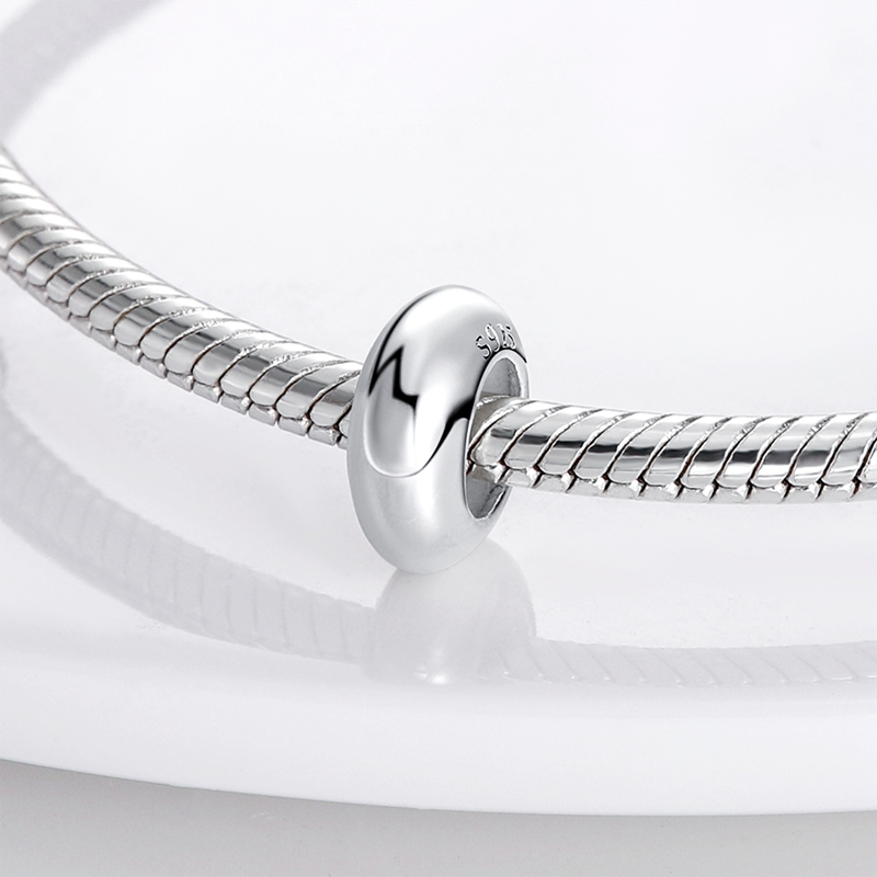 925 argento silicone gomma distanziatore tallone stella catena di sicurezza fascino adatto braccialetto catena Pandora originale fai da te infinito