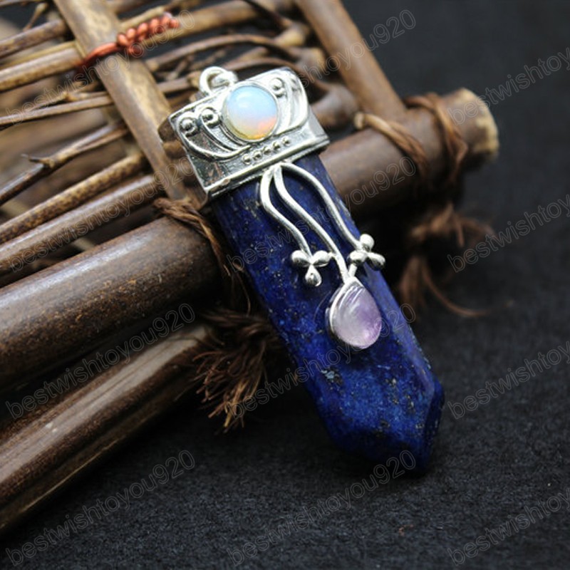 Reiki doğal mücevher taş kılıç kolye takılar büyük sivri lapis siyah obsidiyen labradorites pembe kristal sarkaç kadın erkek mücevherleri