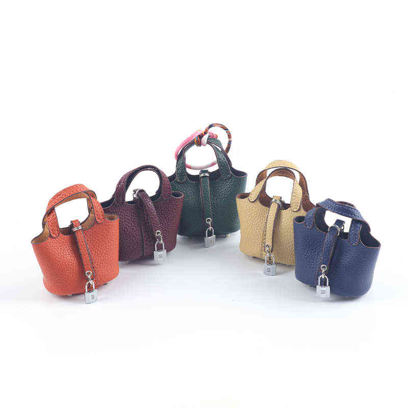 Schlüsselanhänger 2022 Neue Mini Eimer Tasche Schlüsselbund Geldbörse Taschen für Luxus Marke Frauen Handtaschen Tote Leder Tote Handtasche T220909