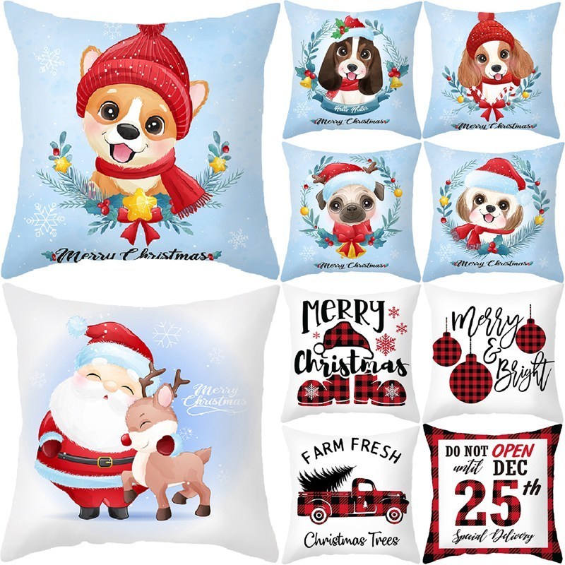 Outra festa de eventos suprimentos de Natal Cushion Capa Decorações alegres para o ornamento de casa Navidad Noel Natal Presentes Happy 220908