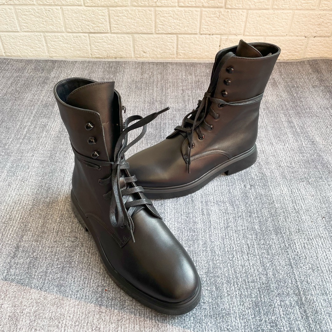 2022 Новые женщины Flat Boots Девушки повседневная зимняя кожаная квартира для девочек Acle Boot Tiel