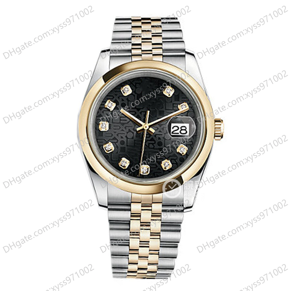 Luxury Unisex Watch 2813 Automatic Mechanical 116203 Black Men's Watch 36mm Diamond Dial Sapphire Glass Ladies Watches Stainl253k