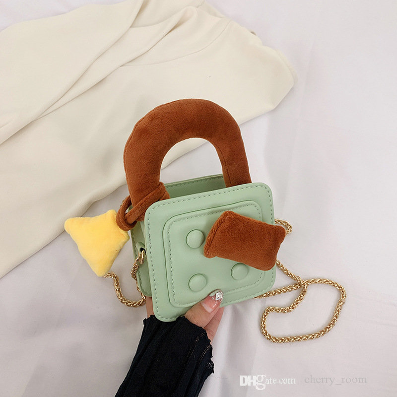 Barn modehandväskor 2022 Autumn Winter Biscuit Shape Girl Texture Lady Chain Crossbody Bag Parent-Child One Shoulder Bags F1504