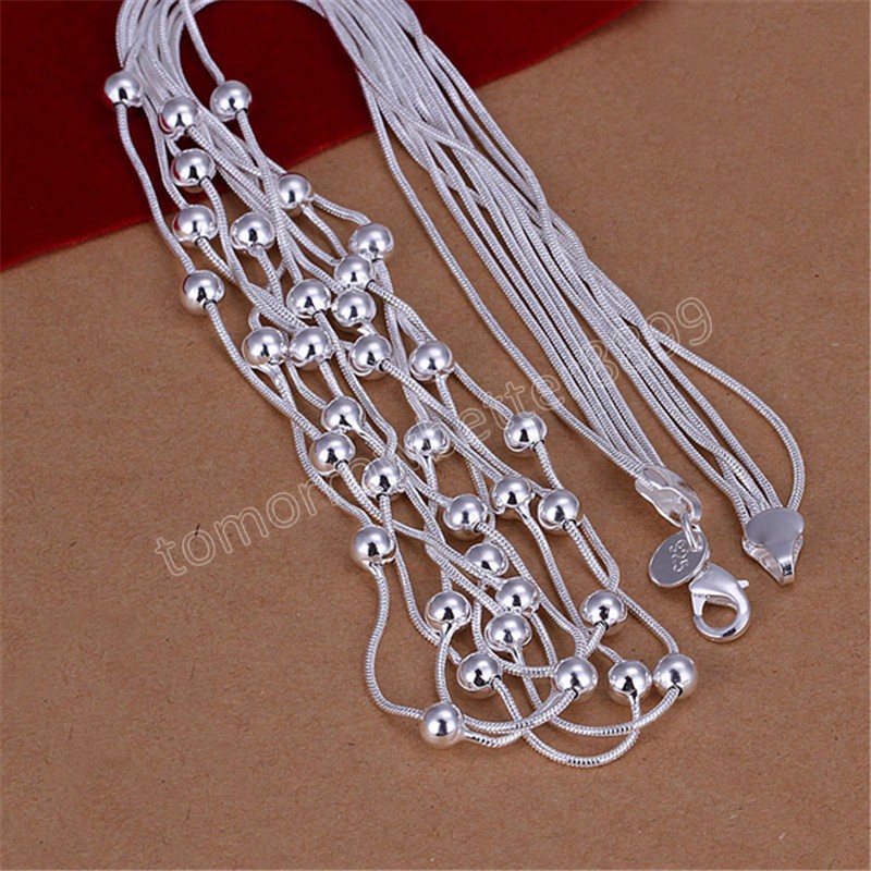 Silver solid jewelry Set lady wedding fashion European style chain bead necklaces bracelets women