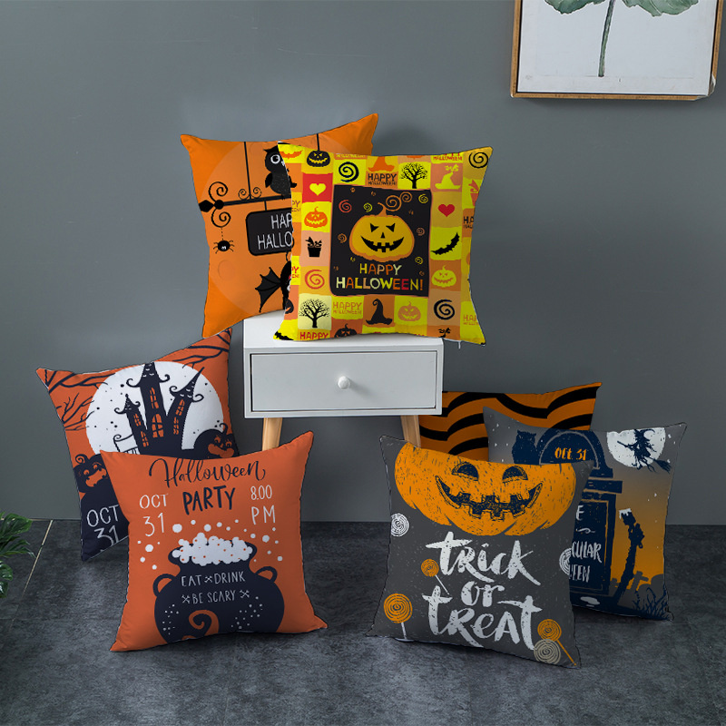 Federa cuscino di Halloween con cerniera nascosta design dolcetto o scherzetto fodere cuscini divano divano letto decorazione auto