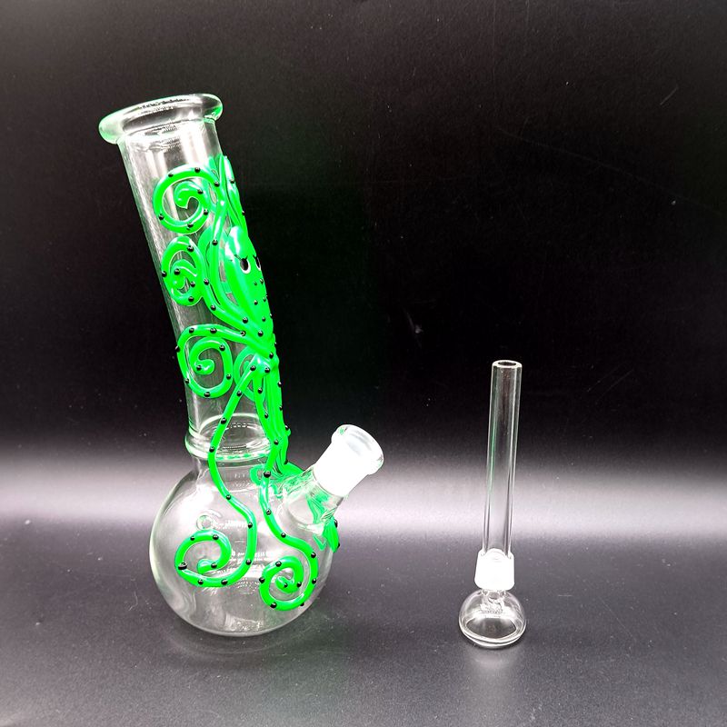 7.5 inch Mini Hookahs Green Glass Water Bong with Luminous Octopus Female 14mm Smoking Pipes Shisha