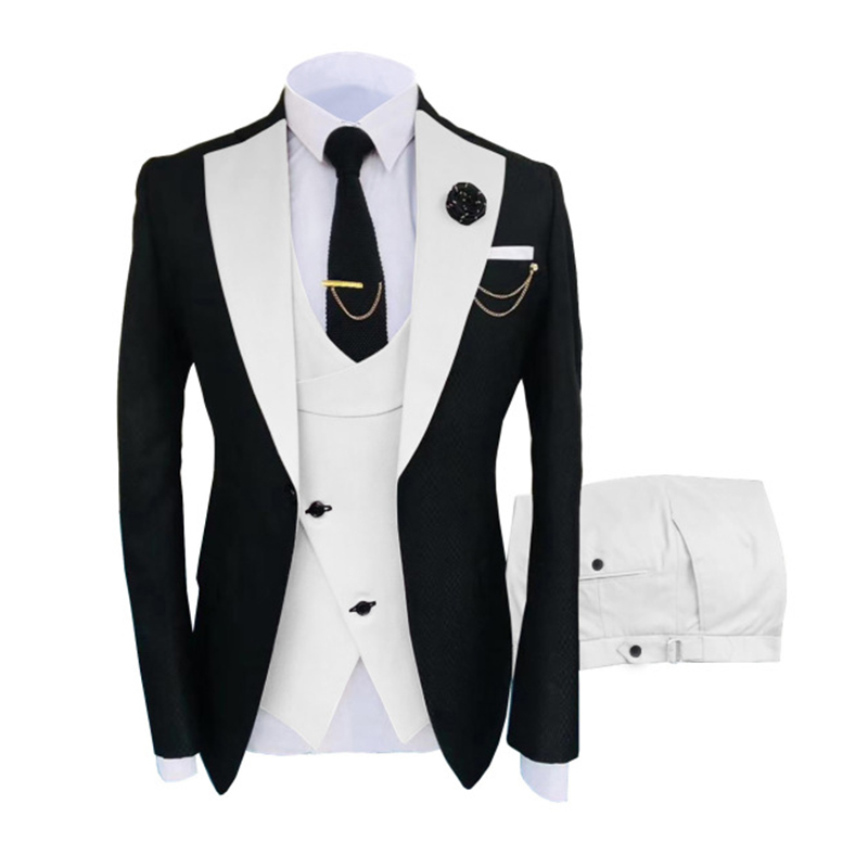 Men's Suits Blazers Men Suits Slim Fit One Button Groom Tuxedos Tailor Made Blazer Suit Costume HommeJacketVestPantsTie 220909