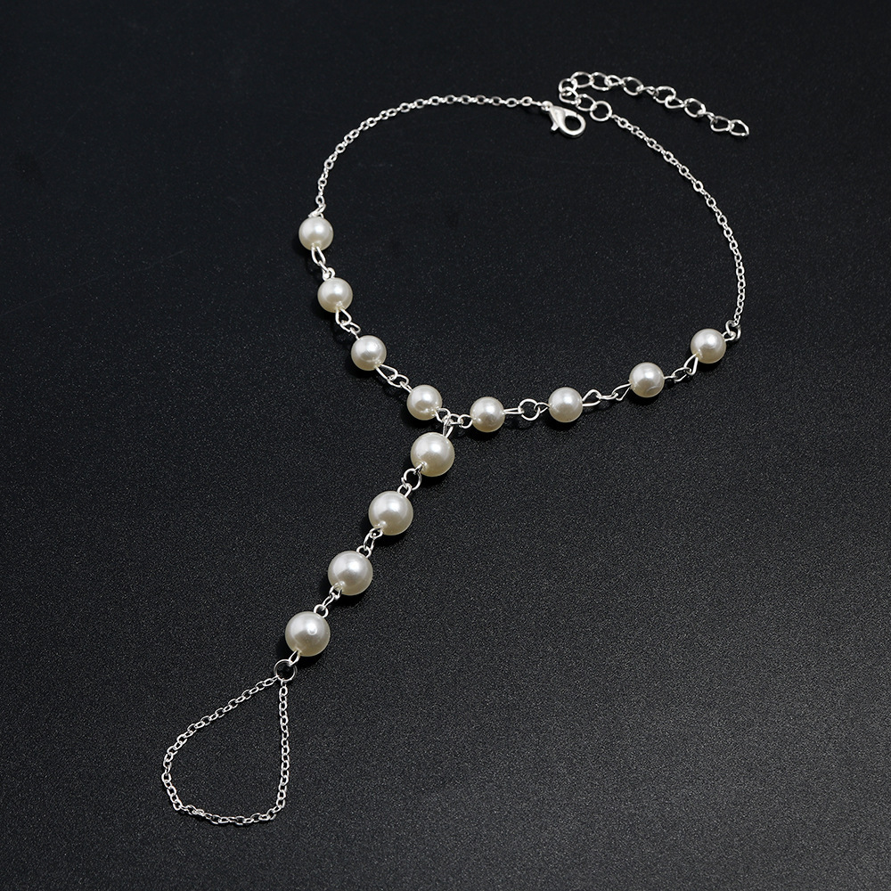 Ethnic White Pearl Anklet Simulated-pearl Anklet Trendy Jewelry Accessories for Women Summer Beach Daily Holiday Foot Jewelry