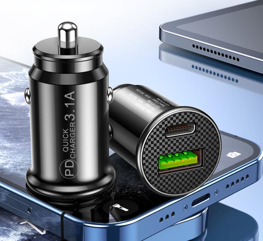 15W PD Tipo C Caricabatterie auto USB Telefono 3.1A Adattatore di alimentazione caricabatterie rapido iPhone Xiaomi Samsung Huawei Honor OPPO Realme