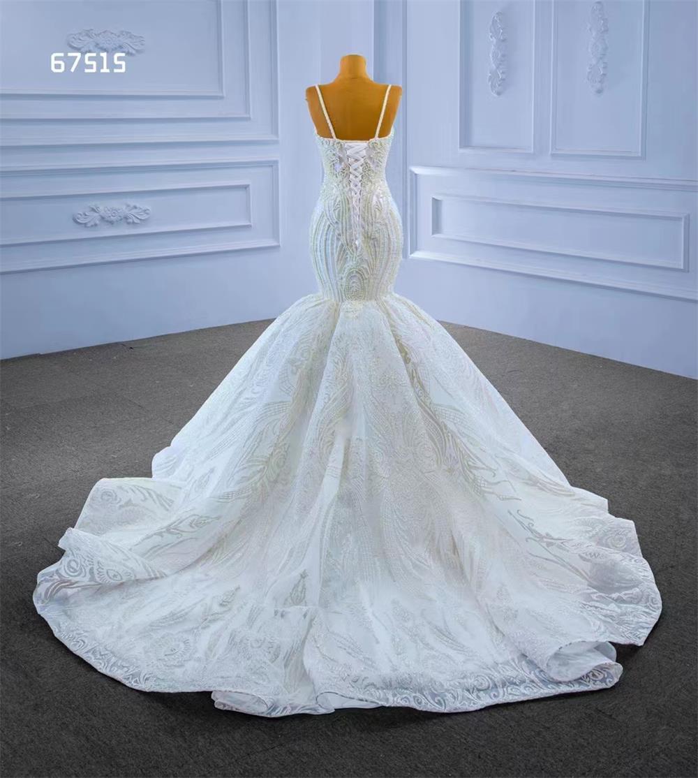 Vestido de noiva de sereia, espaguete branco, vestidos de noiva Sm67515