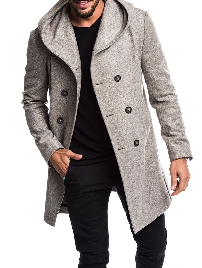 Misturas de lã masculina quente mens trench coat jaqueta outono mens outwear sobretudos casual cor sólida lã trench coat para roupas masculinas casaco longo homens 220909