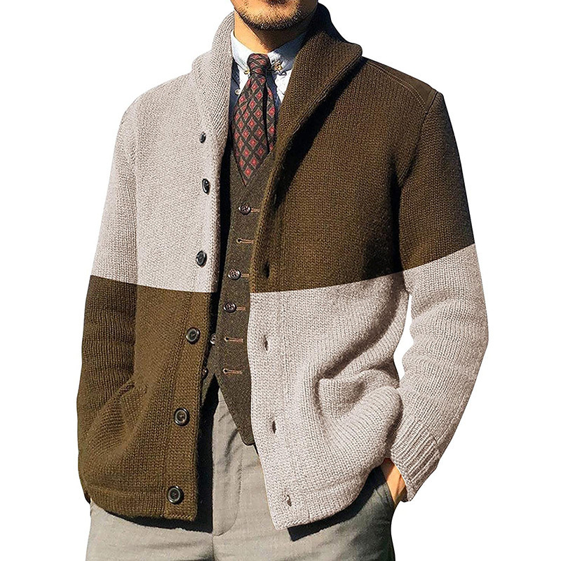 Pullages hommes Sweater Men Cardigans tricotés à manches longues à manches longues Male Busssiness Patchwork Cardigan Single Breasted Breasted 220909