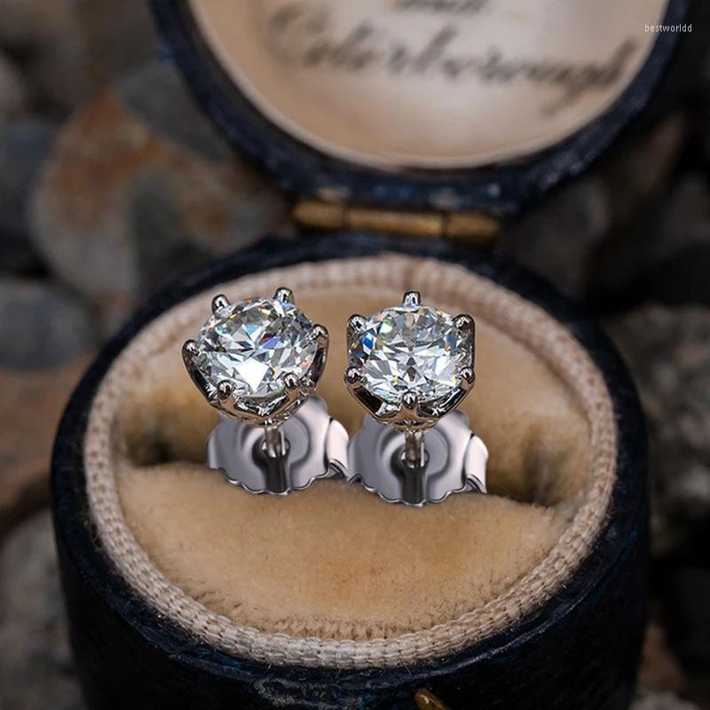 체인 smyoue moissanite 스터드 이어링 d 컬러 1ct vvs round cut 반짝이는 웨딩 다이아몬드 귀걸이 925 스털링 실버 234u