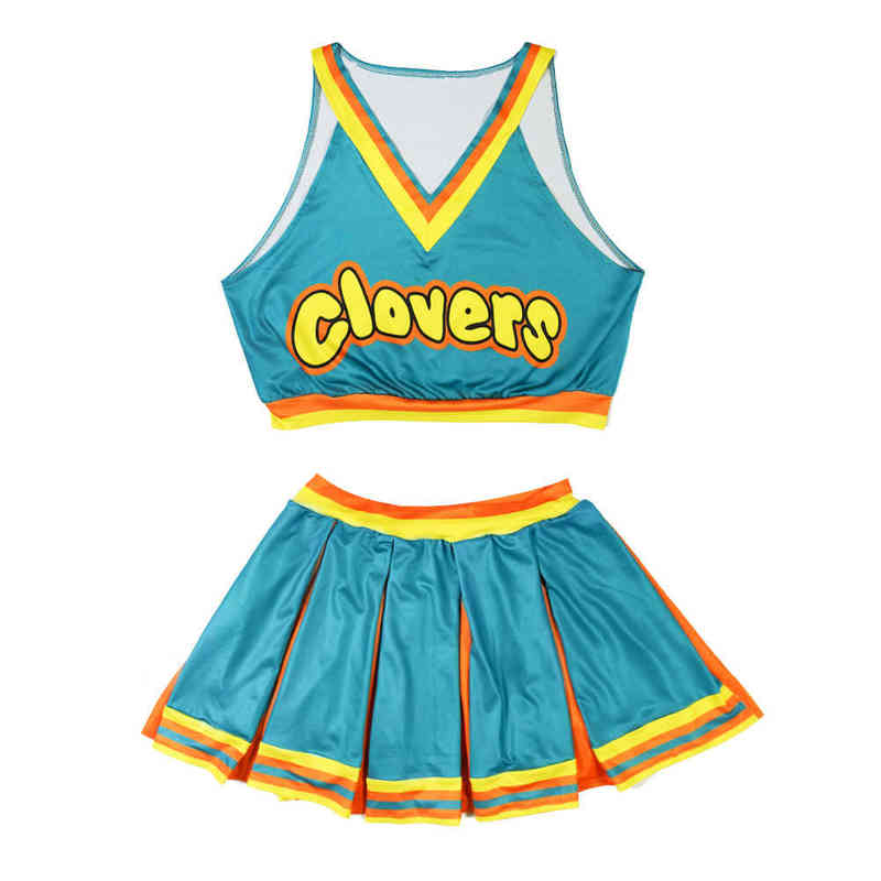 Survêtements pour femmes Bring It On cosplay Trèfles Vert Cheerleader Trèfles uniforme Cosplay Venez Femmes Halloween Carnaval Outfit École Robe Costume T220909