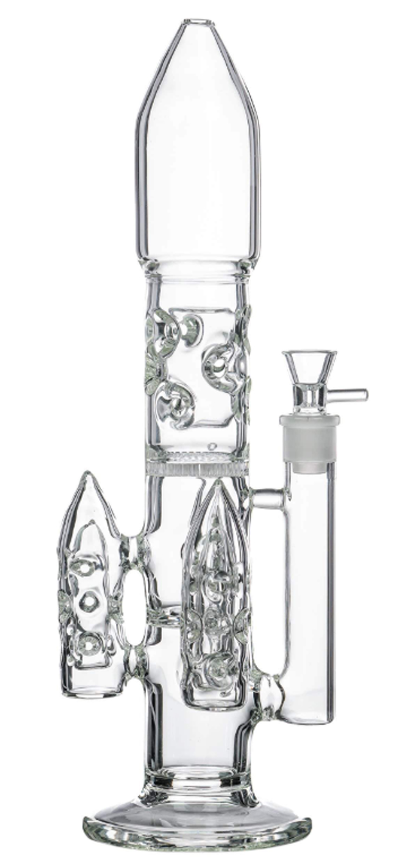 Vintage Swiss Perc Rocket Glass Bong Hookah Water Smoking Pipe 16inch Height 18mm Joint can put customer logo by DHL UPS CNE