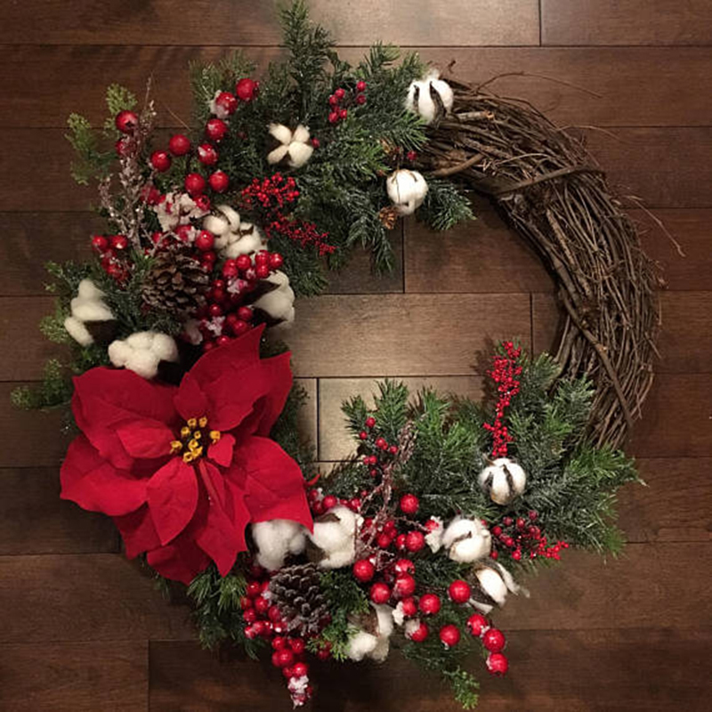 Christmas Decorations Wreath Spring Artificial Plant Rattan Circle Wall Decor Simulation Flower Door Hanging Navidad 220909