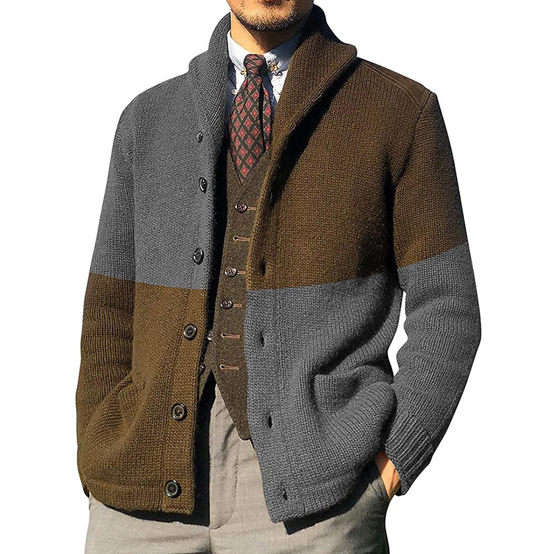 Pullages hommes Sweater Men Cardigans tricotés à manches longues à manches longues Male Busssiness Patchwork Cardigan Single Breasted Breasted 220909