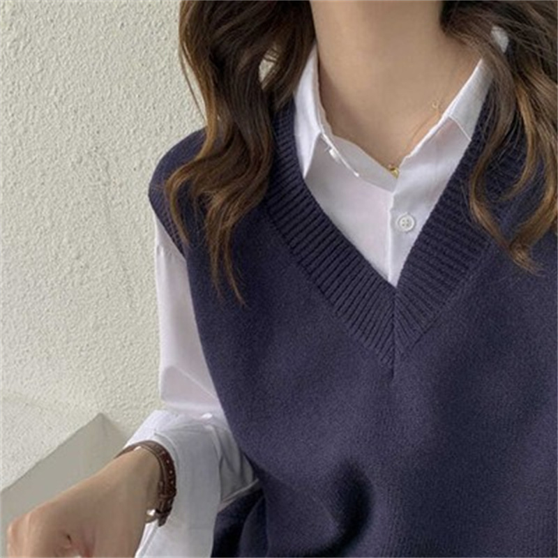 Pulls pour femmes Pull Gilet Femmes Élégant Solide Mode Col V Lâche Printemps Automne Dames Tricots Coréen Mode Collège Filles Vêtements 220909