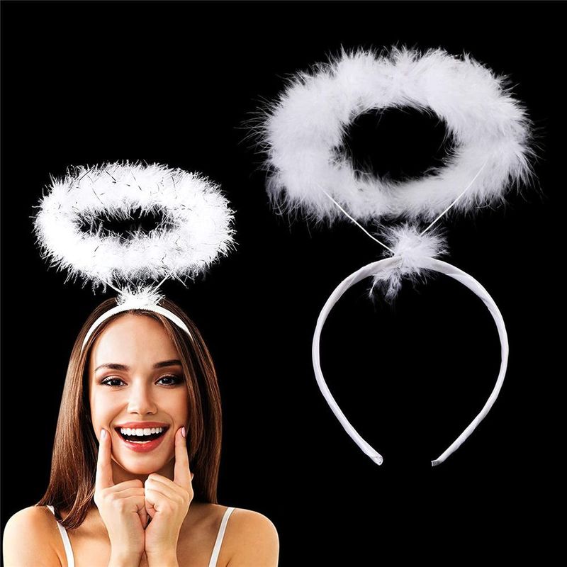 Haarschmuck Engel Halo Stirnband Schwarz Weiß Feder Weihnachten Festival Auftritte Party Favor Outfit Cosplay 220909