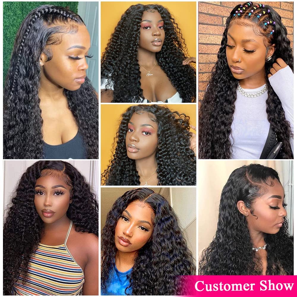 Water Wave HD Lace Front Wigs Human Human para mulheres negras transparentes Curly 360 Wig frontal pré -arrancada com cabelos branqueados nós de 16 polegadas 130%de densidade Diva1