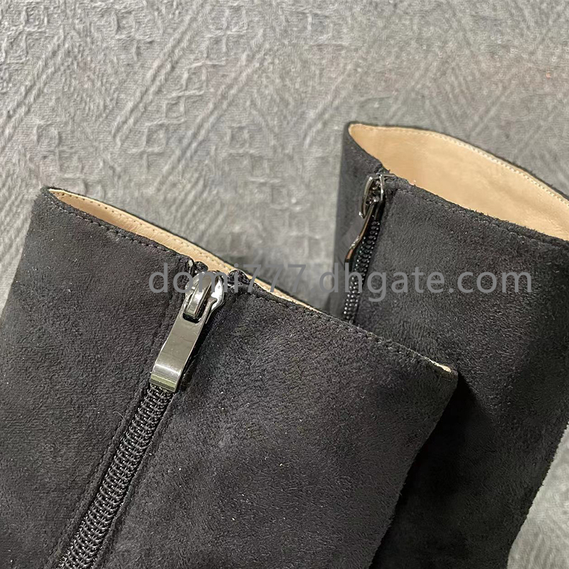 Bottes à talons hauts en daim pour femmes de la mode Premium pour femmes talons hauts noirs EU35-45