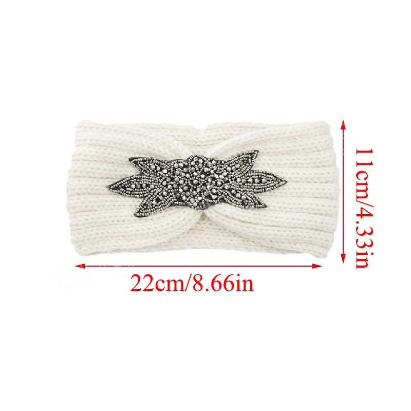 Bandeau tricoté en perles de cristal, large bandeau en Crochet pour femmes et filles, accessoires de noël, automne et hiver