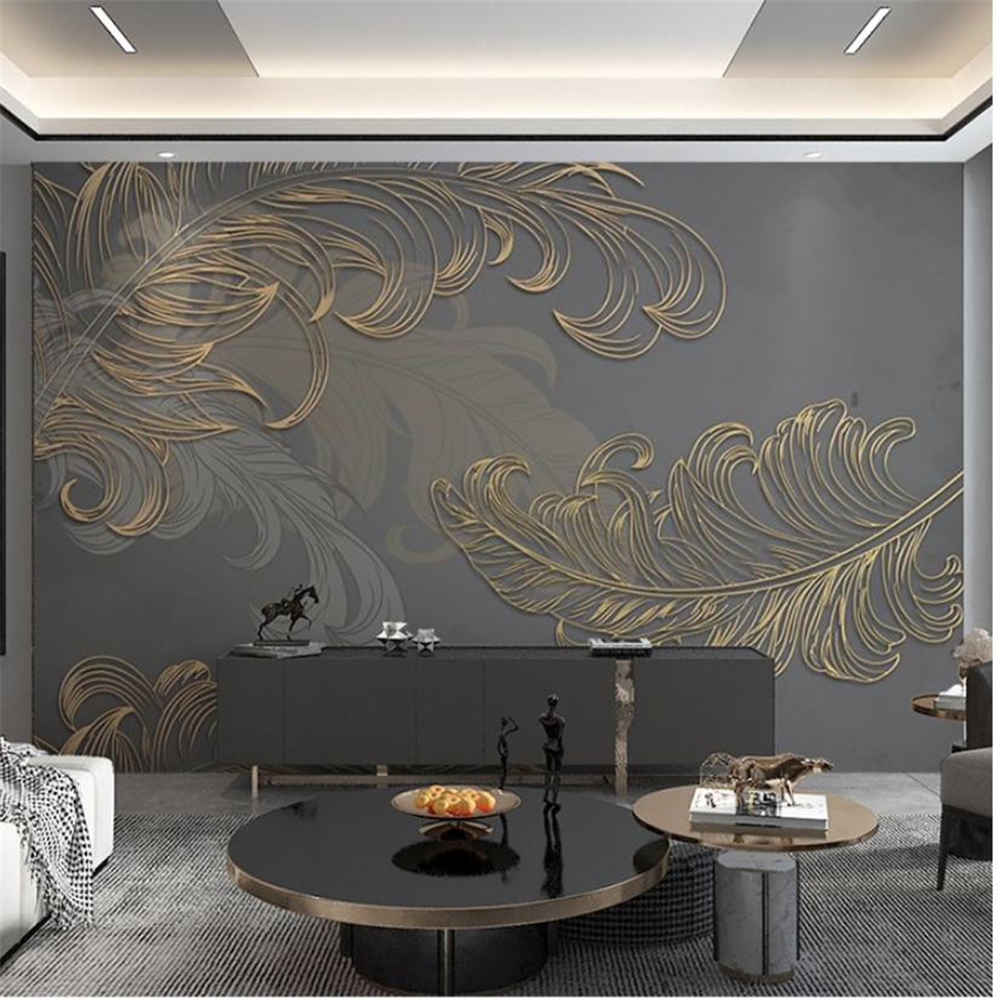 3d customized wallpaper living room TV background bedroom light luxury line wallpaper three-dimensional relief mural