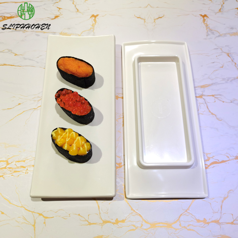 A5 Melamina Biała prostokąt Sashimi naczynia jadalnia stołowa stołowa 9 -calowa talerz obiadowy imitacja porcelanowa zastawa stołowa