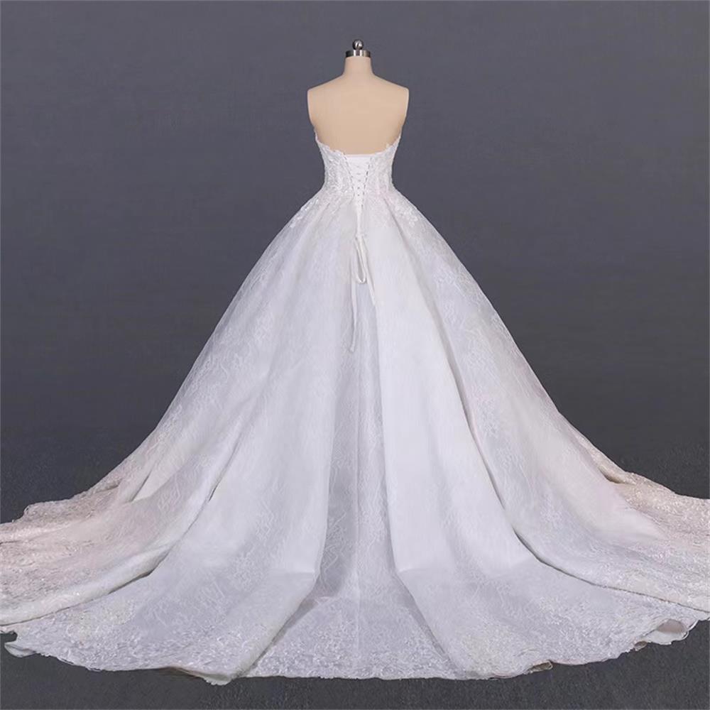 New wedding dress lace tube top v-neck straps big trailing temperament beautiful slim slim backless bride MY102412