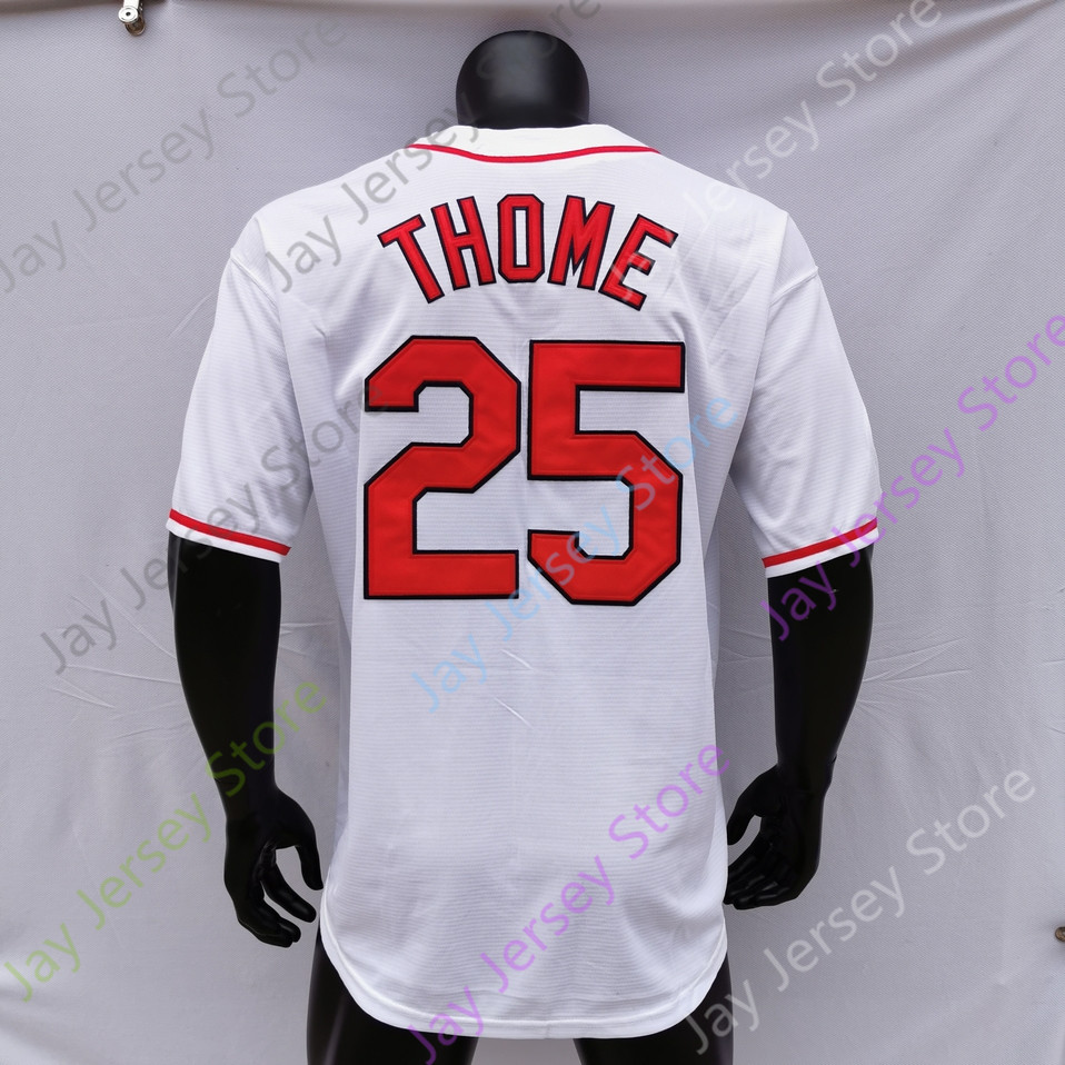 Camisola Jim Thome 1995 WS Navy Vintage White Button Turn Back Red Pullover Hall Of Fame Patch Cinza Tamanho S-3XL