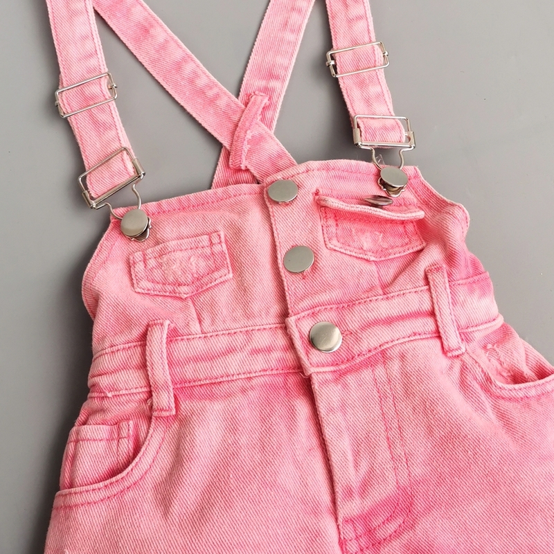 Overaller chumhey 2-10t barn övergripande sommarflickor hängslen denim shorts rosa jeans barn kläder kawaii bebe jumpsuit barnkläder 220909