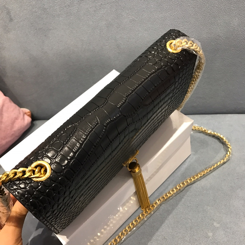 woc fringed chain bag classic crocodile-print leather clutch flap envelope messenger bag women's brand luxury designer handbag