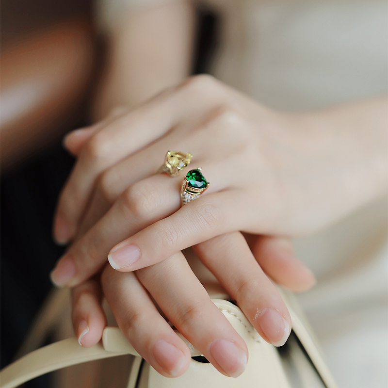 Bagues de luxe couleur Champagne vert or pour femmes, bijoux de mode néo gothique coréen, accessoires de fête Sexy pour filles, 2022