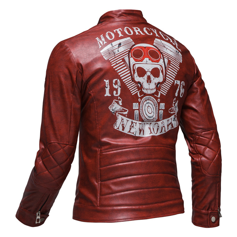 Hommes en cuir Faux tendance crâne imprimé manteaux décontracté moto Style Punk veste taille ue S-2XL 220912