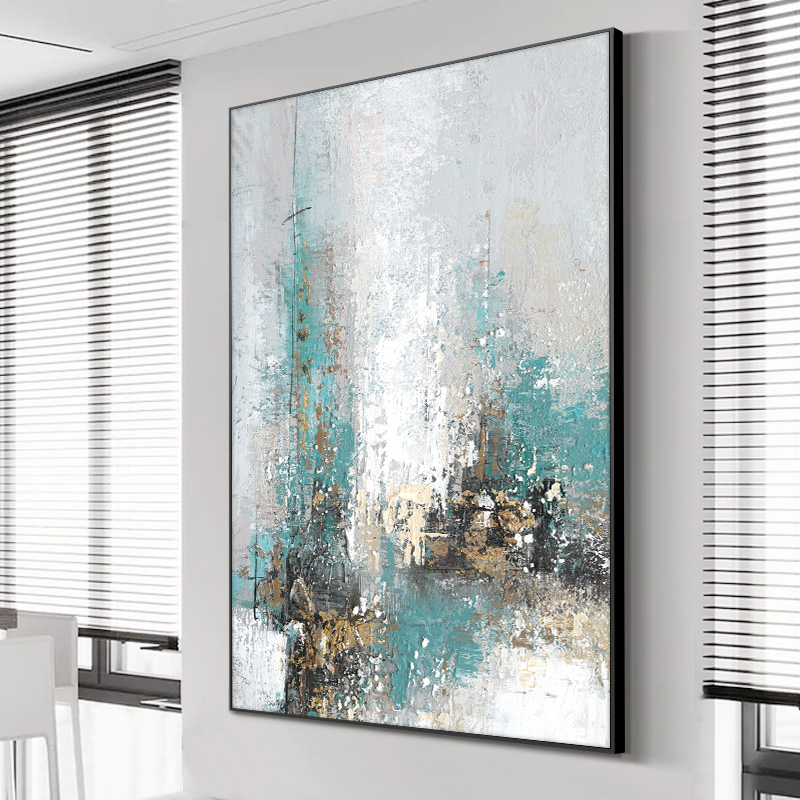 Schilderen abstract groen blauwe HD -prints en posters op canvas tuin muur kunstfoto voor livinng kamer huisdecoratie