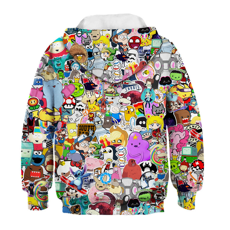 Hoodies moletons infantils harajuku anime desenho animado kawaii roupas menino menina 3d com capuz infantil outono spring pullover 220829