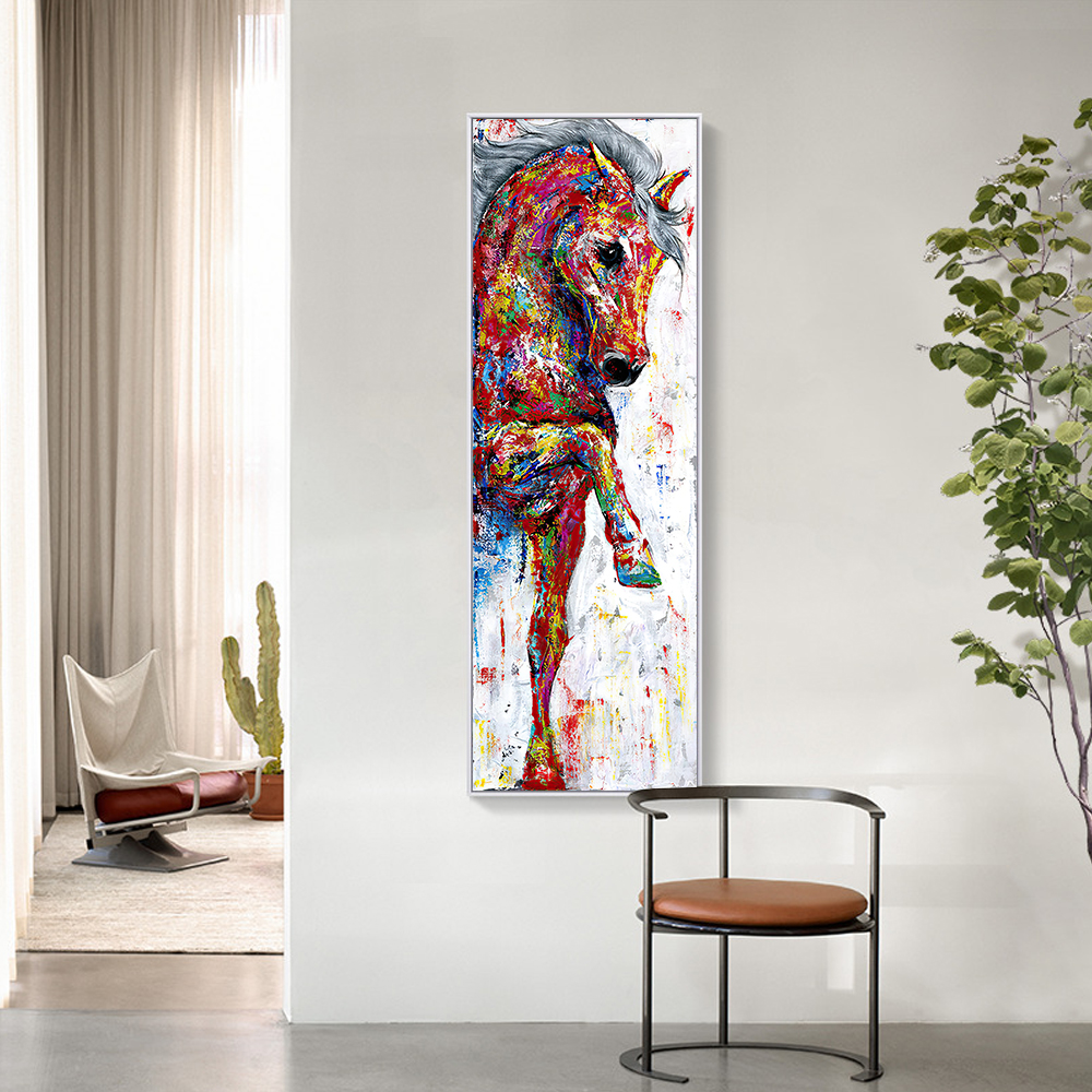 Canvas Painting Abstract Red Horse Prints And Posters Animal Wall Art For Room Decor Wall Painting Nordic Poster Artwork NO FRAME