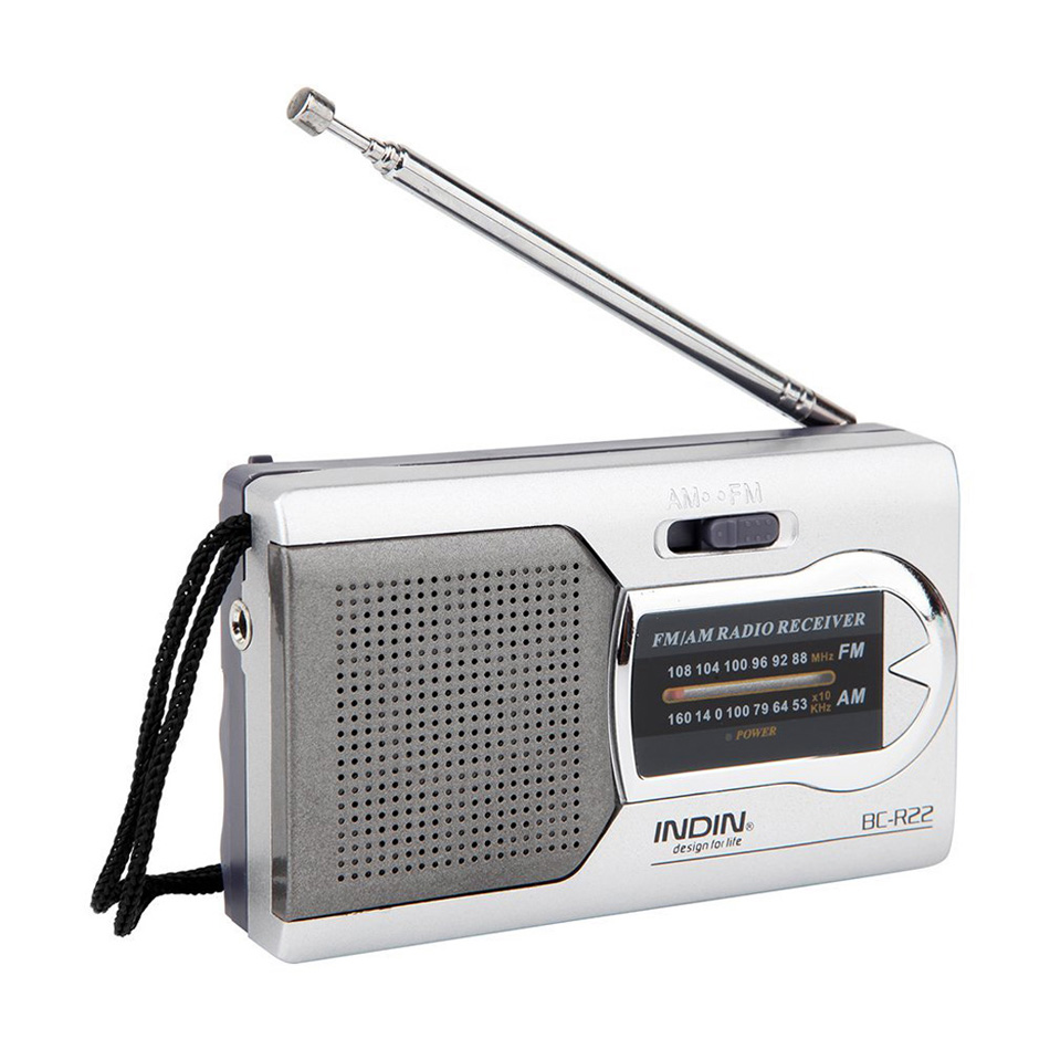 Bolso portátil Mini AM FM Rádio ao vivo Alto-falante Receptor mundial Antena telescópica Banda dupla Rádio AM/FM BC-R22