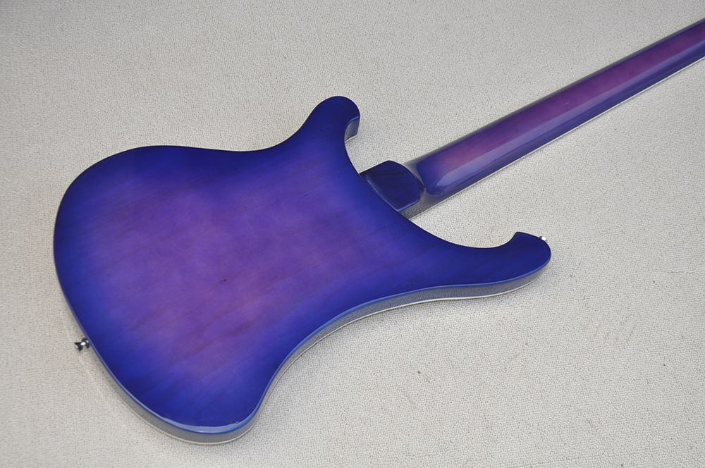Guitare basse électrique violette transparente à 4 cordes avec touche en palissandre offrant un service personnalisé