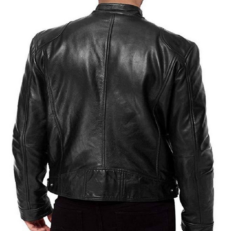 Veste homme en cuir Faux automne homme noir marron hommes col montant manteaux Biker s moto 220912