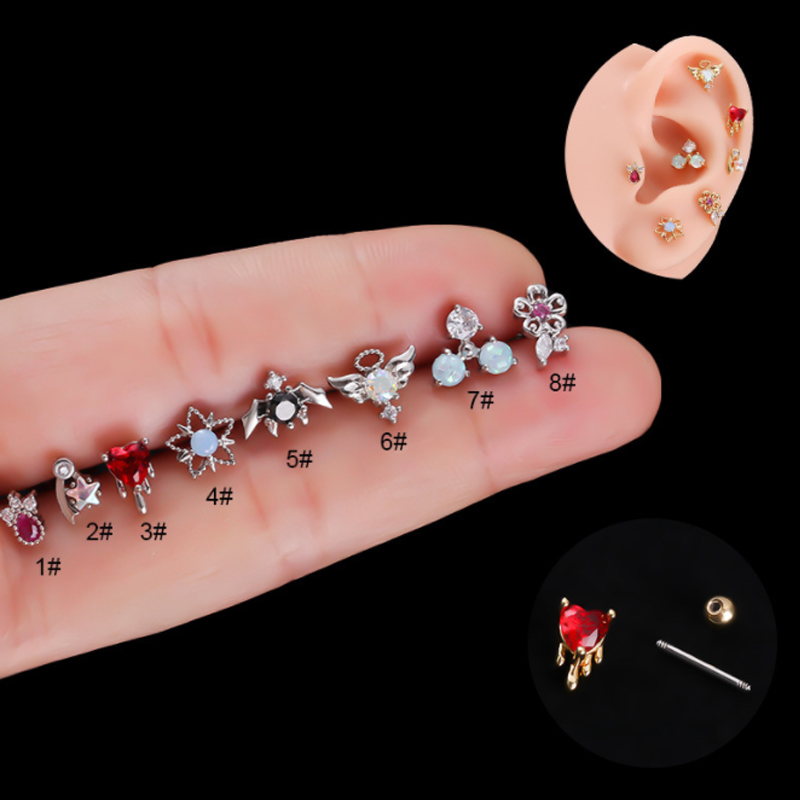 Zircon öronbrosk Tragus Studs Body Piercing Jewelry Helix Daith Conch örhängen för kvinnor och flickor