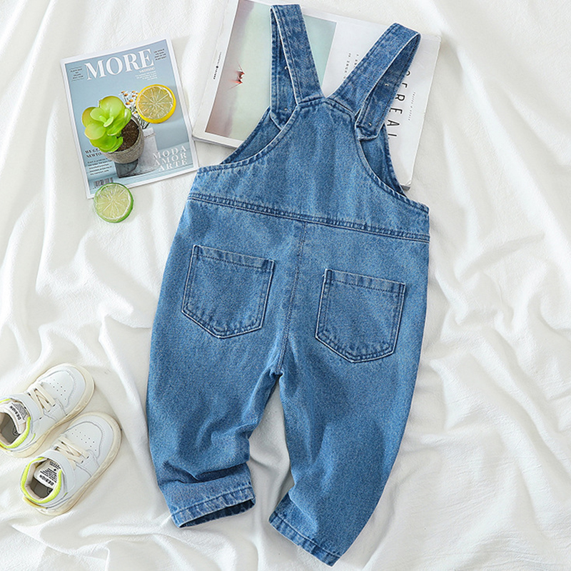 Overalls Frühling Sommer Denim Baby Mädchen Jungen Overalls Mädchen Jeans Overall Tasche Kinder Freizeit Hosen Blau Kinder Overalls Outfits 220909