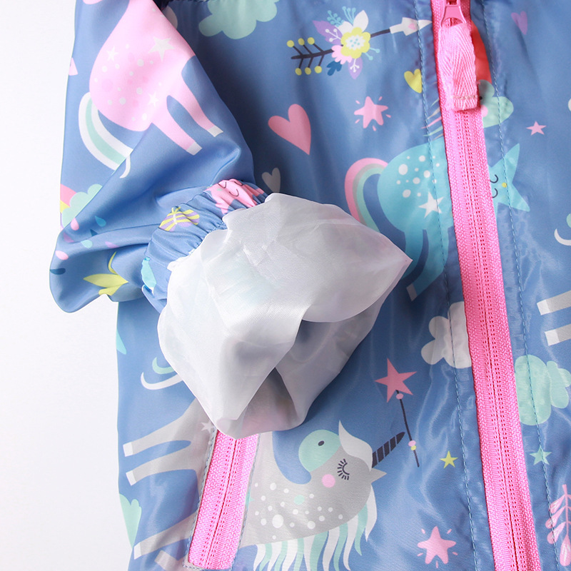 Jackor vårjacka för flickor rockar huva enhörning regnbågsmönster baby kläder ytterkläder barn vindbrytare höst 220912