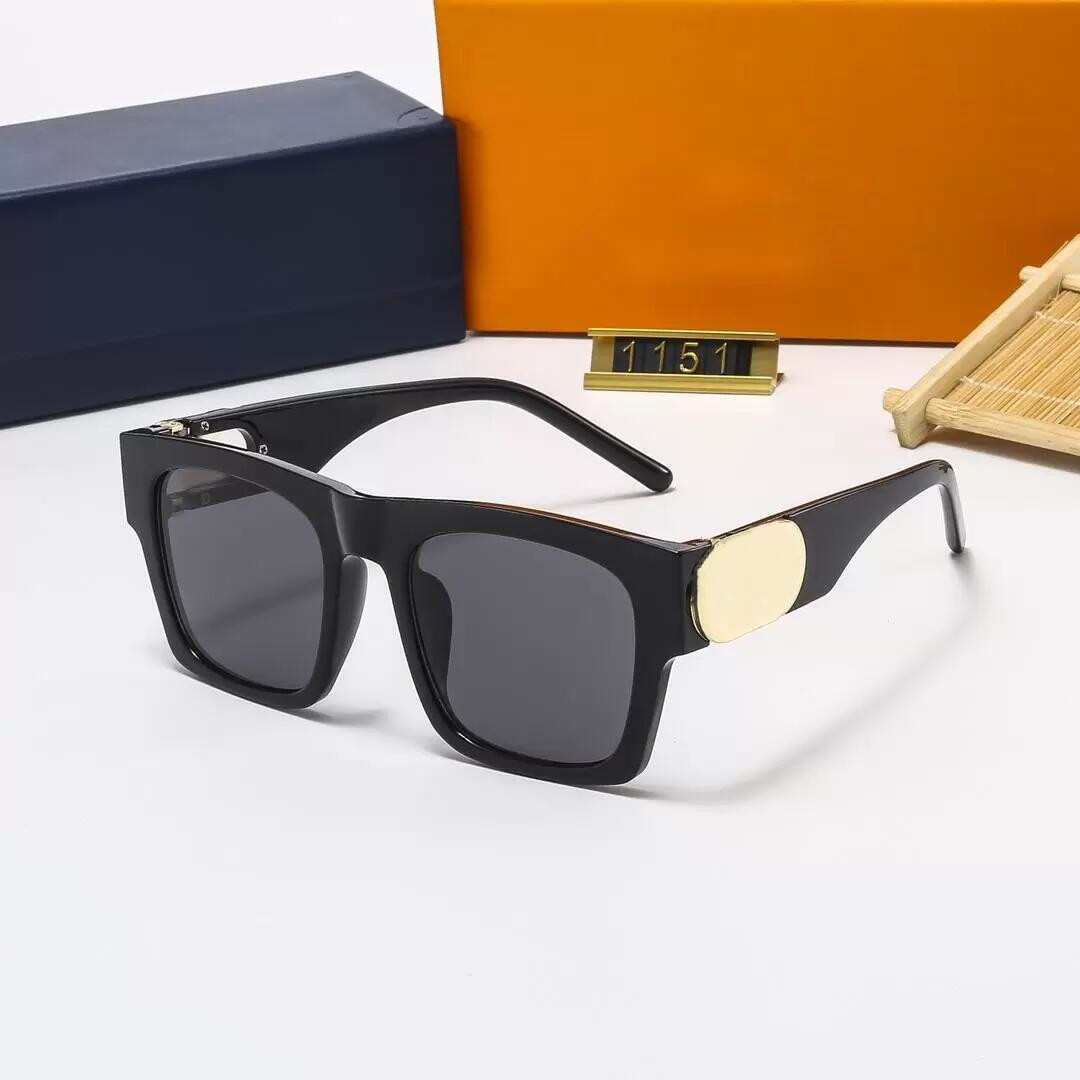 2022 Occhiali da sole Link Frame Lens Black Gold Logo Occhiali da sole unisex Uomo donna uomo uomo occhiali da sole Fashion Protezione UV400 con custodia 21049