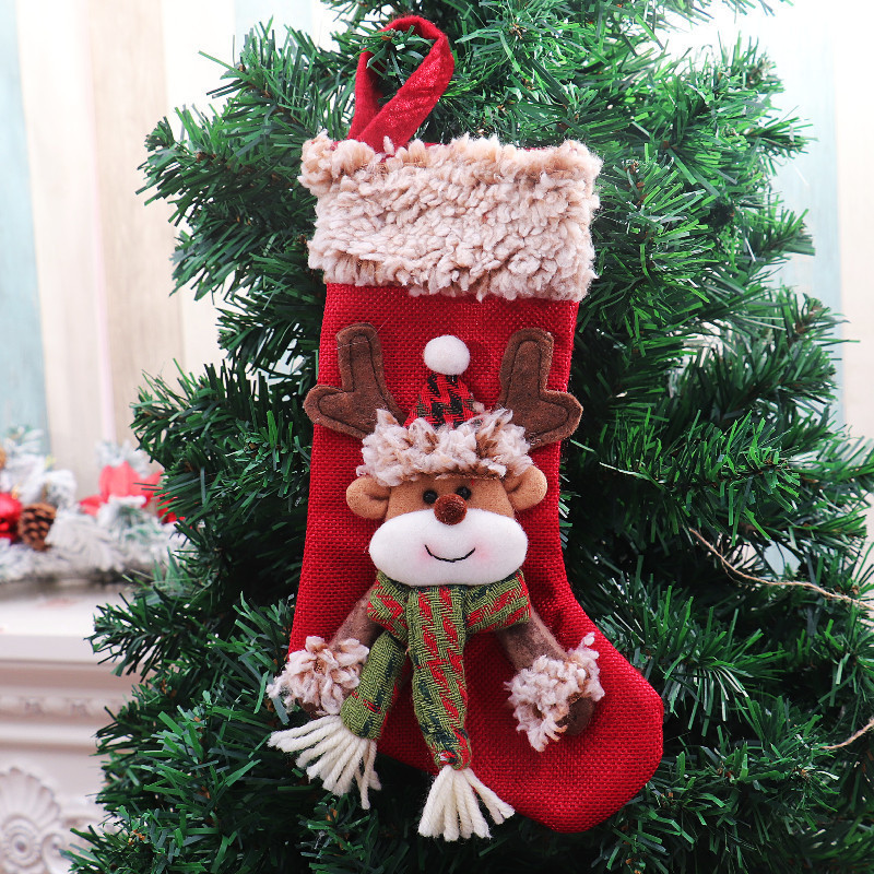 Christmas Decorations Stockings Socks Santa Elk Bear Snowman Plush Candy Gift Bag Fireplace Xmas Tree Hanging Decor Home Ornaments 220912