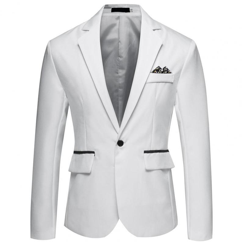ファッション用のメンズスーツブレザージャケット1ボタンラペルカジュアルブレザー長袖ポケットスーツコートワークウェア220912